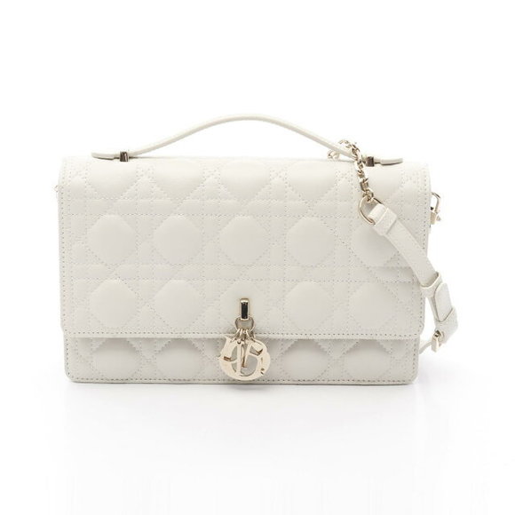 Dior On My Side Cannage Bag Leather Handbag White - Picture 1 of 7